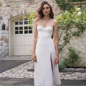 Reformation Elegant White Spaghetti Strap Dress